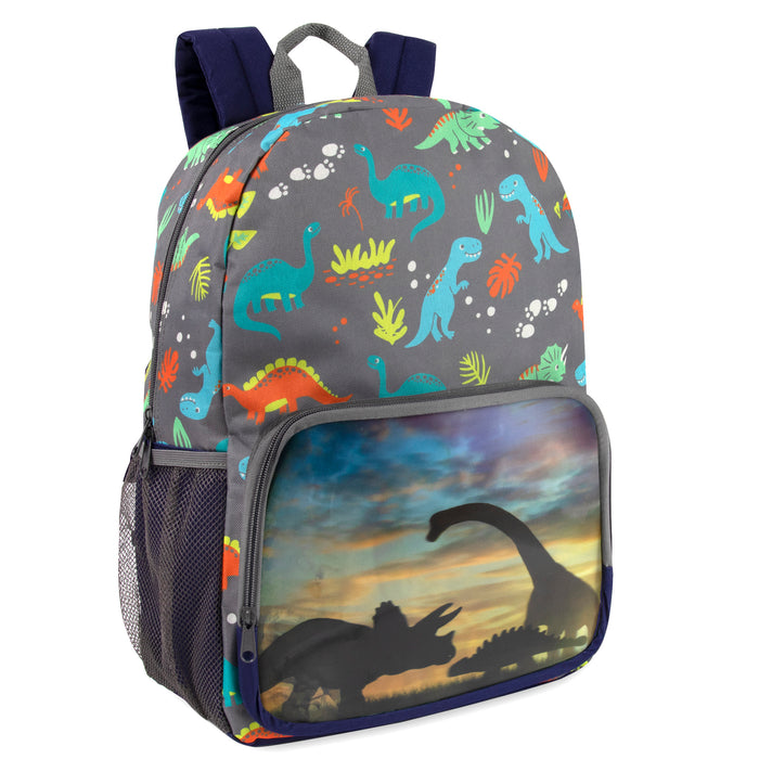 43cm Printed Children's Backpack School Bag 20L Capacity - Dinosaur Themed