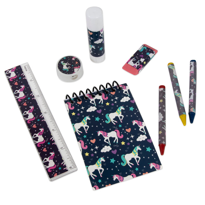 43cm Printed Backpack with 8 Piece School Supply Kit 20L Capacity - Unicorn Themed