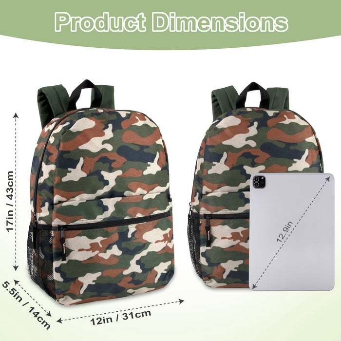 43cm Printed Backpack School Bag with Side Mesh Pockets- 4 Boys Prints