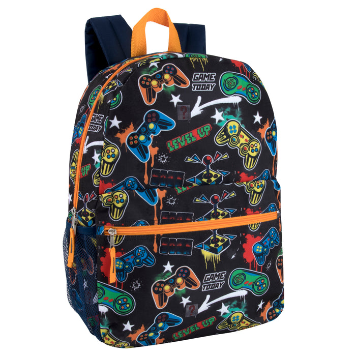 43cm Printed Backpack School Bag with Side Mesh Pockets- 4 Boys Prints