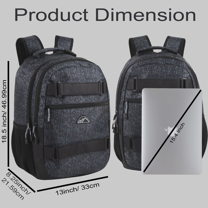 48cm Dual Strap Skate Backpack w Laptop Sleeve - Grey Heather