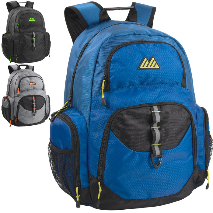 48cm Mountain Edge Multi Pocket Daisy Chain With D Ring Backpack w Laptop Sleeve - 3 Colors