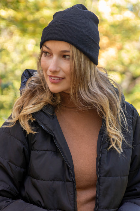 Adult Knit Winter Hat Beanie – Black