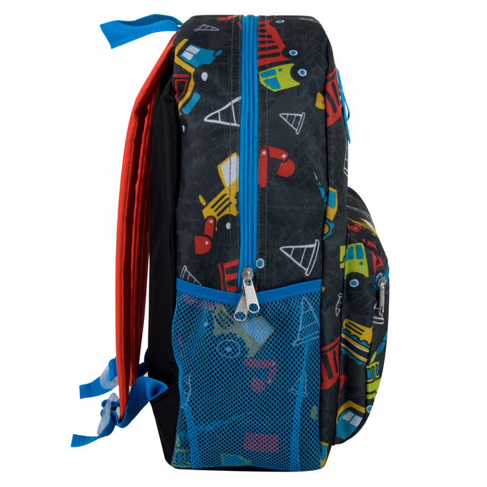 6-in-1  Backpack + Lunch Bag + Pencil Case Set - Construction Truck Print