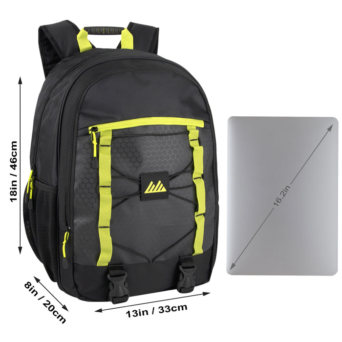 46cm Dual Daisy Chain Bungee Backpack 25L Capacity With Side Pocket - Black