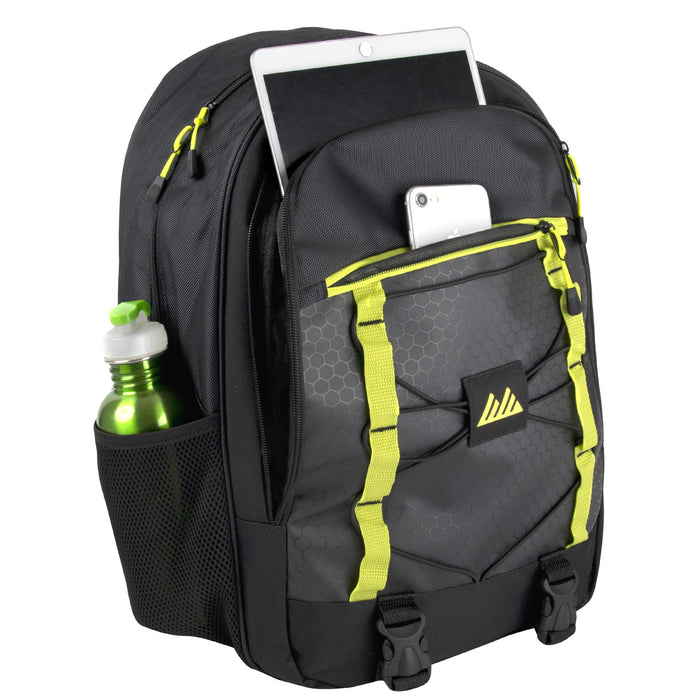46cm Dual Daisy Chain Bungee Backpack 25L Capacity With Side Pocket - Black