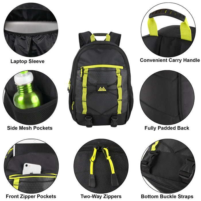 46cm Dual Daisy Chain Bungee Backpack 25L Capacity With Side Pocket - Black