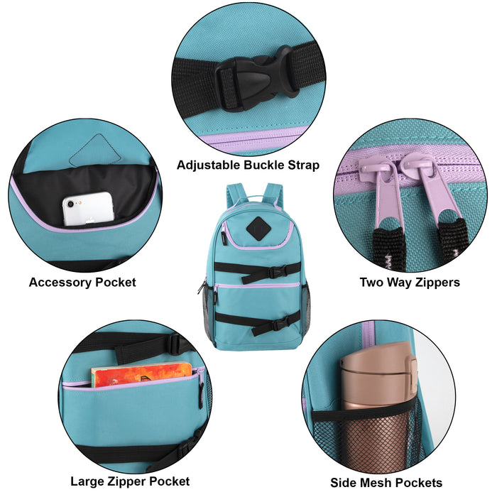 46cm Double Buckley Backpacks 25L Capacity - 4 Pastel Colours