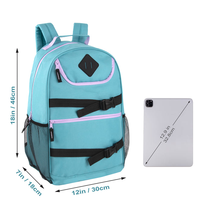 46cm Double Buckley Backpacks 25L Capacity - 4 Pastel Colours
