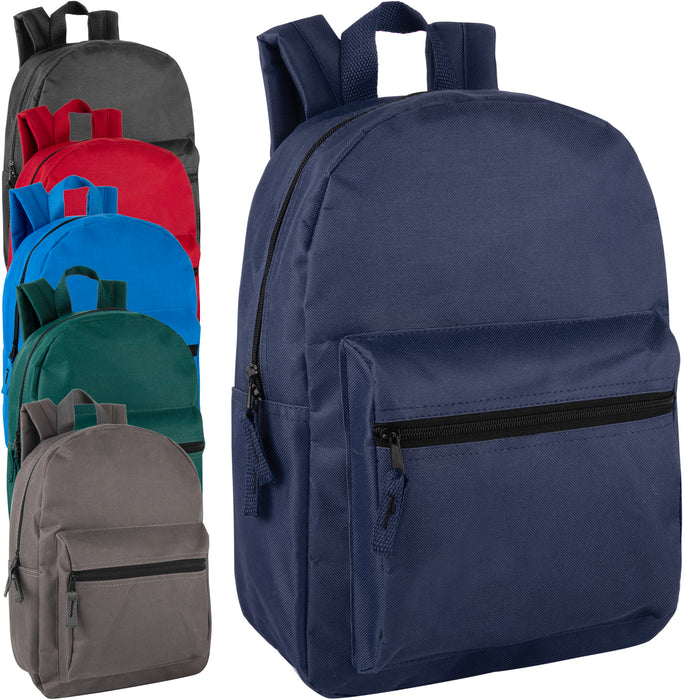 38cm Basic Backpack Rucksack - 12 Color Assortment