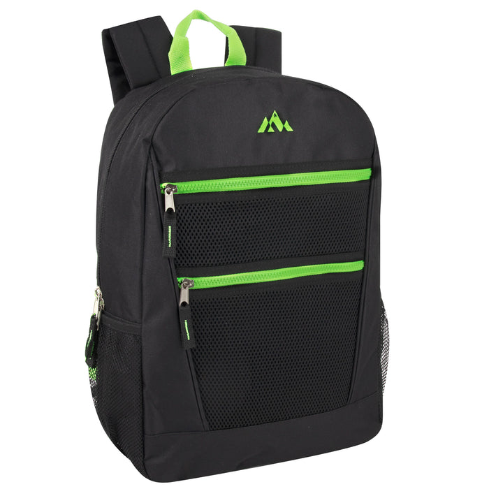 43cm Double Front Zippered Backpack 20L Capacity - 3 Dark Colours