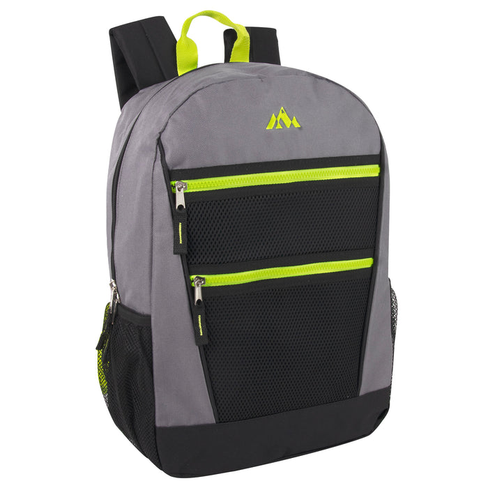 43cm Double Front Zippered Backpack 20L Capacity - 3 Dark Colours