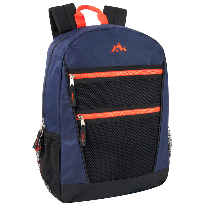 43cm Double Front Zippered Backpack 20L Capacity - 3 Dark Colours