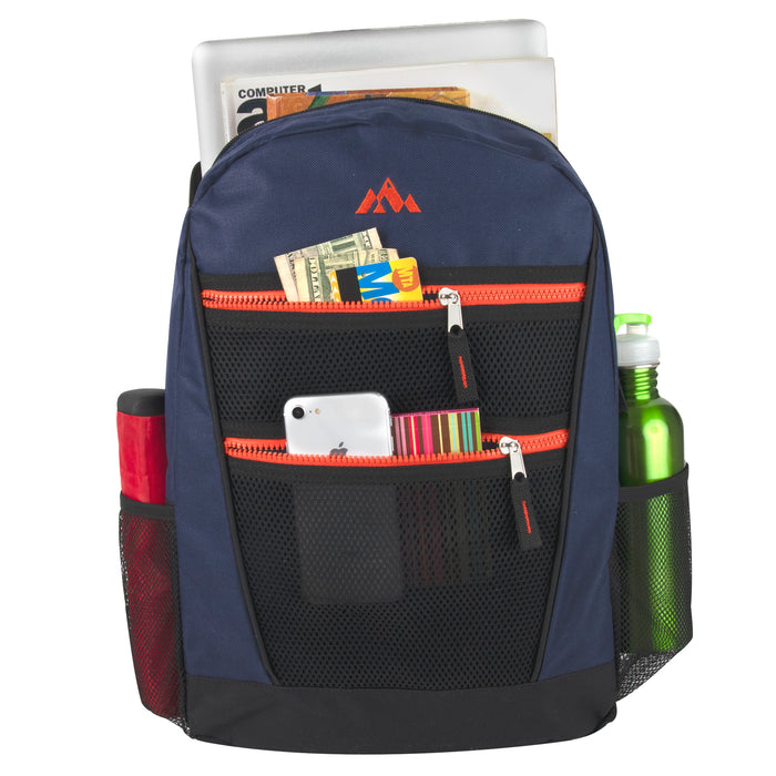43cm Double Front Zippered Backpack 20L Capacity - 3 Dark Colours