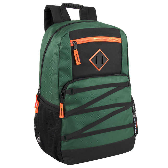 48cm Double Zippered Bungee Backpacks with Laptop Section - 4 Boys Colors