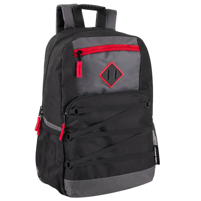 48cm Double Zippered Bungee Backpacks with Laptop Section - 4 Boys Colors