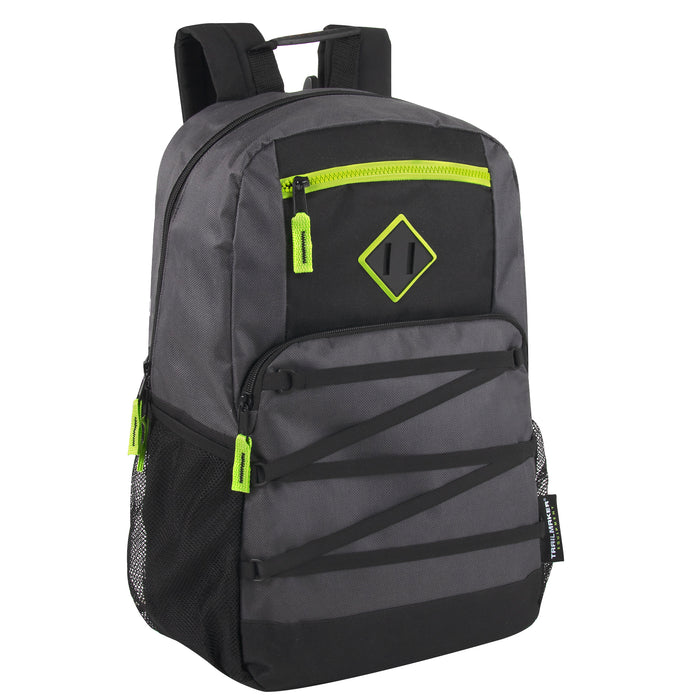 48cm Double Zippered Bungee Backpacks with Laptop Section - 4 Boys Colors