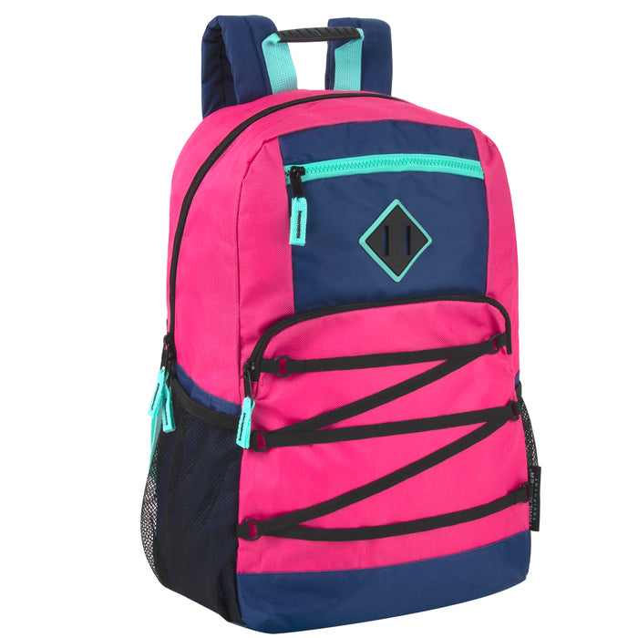 48cm Double Zippered Bungee Backpack with Laptop Section - 3 Girls Colors
