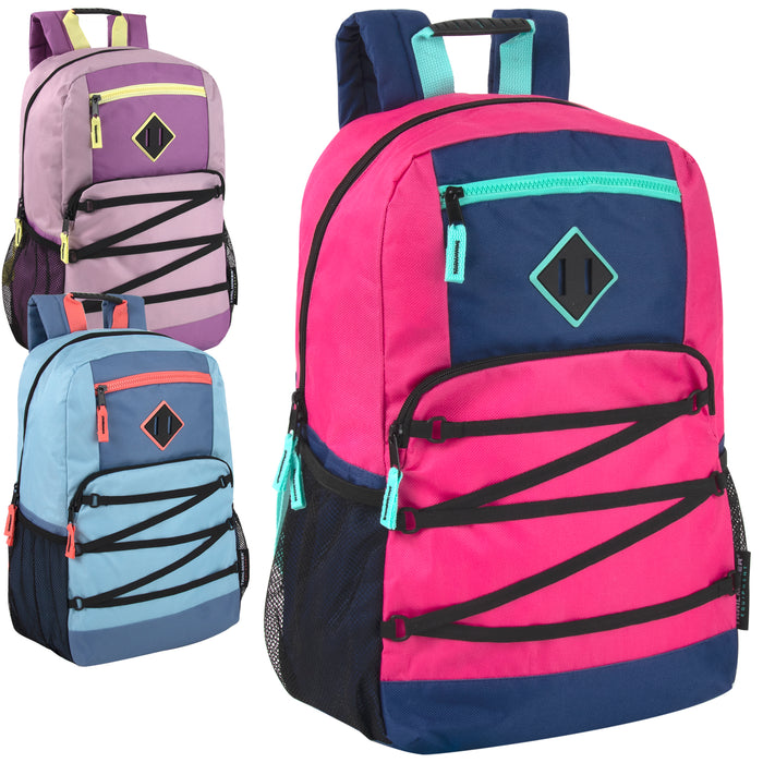 48cm Double Zippered Bungee Backpack with Laptop Section - 3 Girls Colors