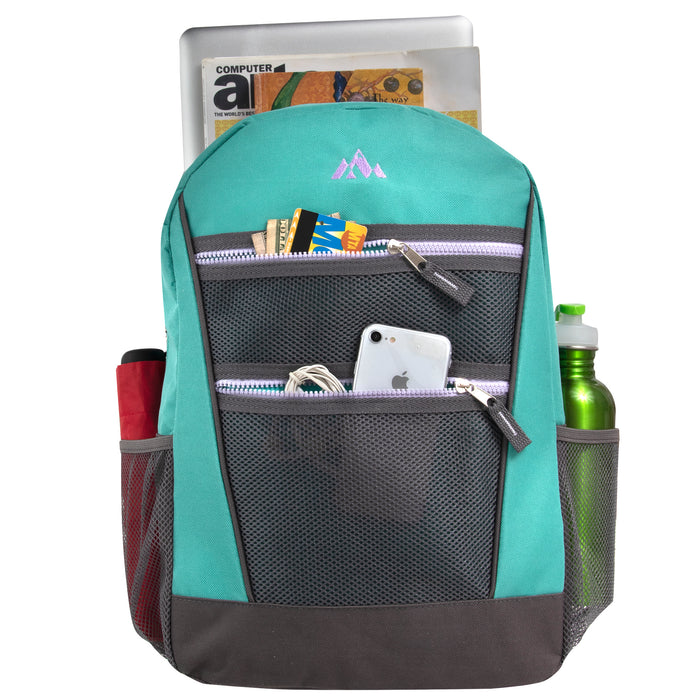 43cm Double Front Zippered Backpacks 20L Capacity - 2 Colours