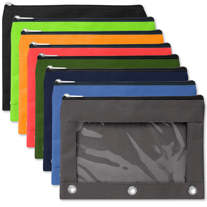 3-Ring Binder Pencil Case with Window - 8 Colours