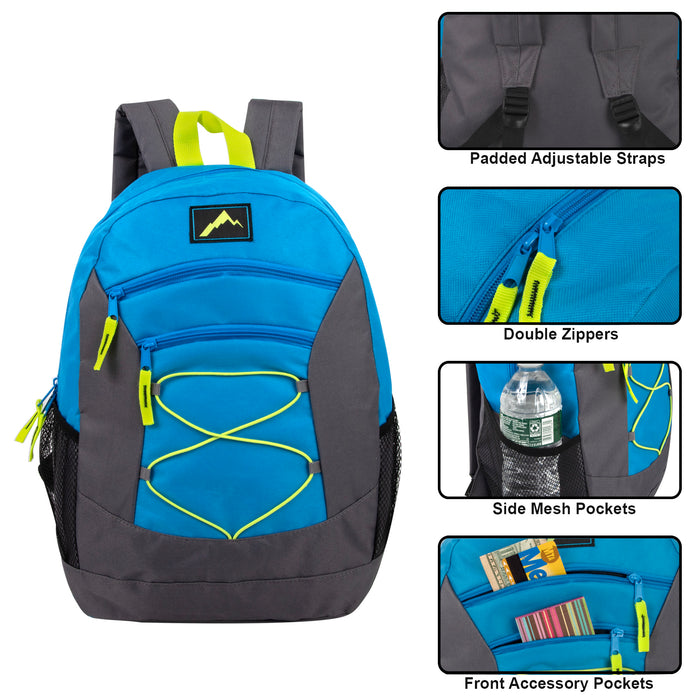 48cm Multi Pocket Bungee Backpack 25L Capacity - 5 Boys Colours