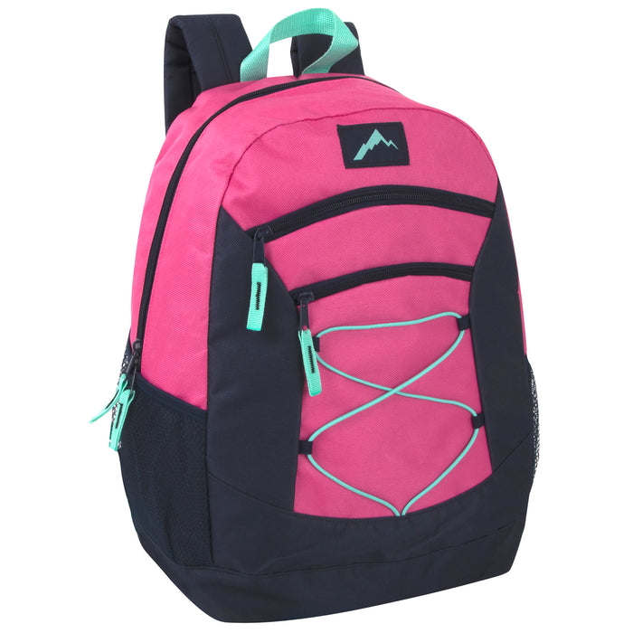 48cm Multi Pocket Bungee Backpack 25L Capacity - 4 Girls Colours