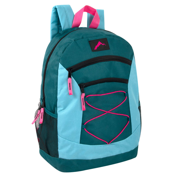 48cm Multi Pocket Bungee Backpack 25L Capacity - 4 Girls Colours