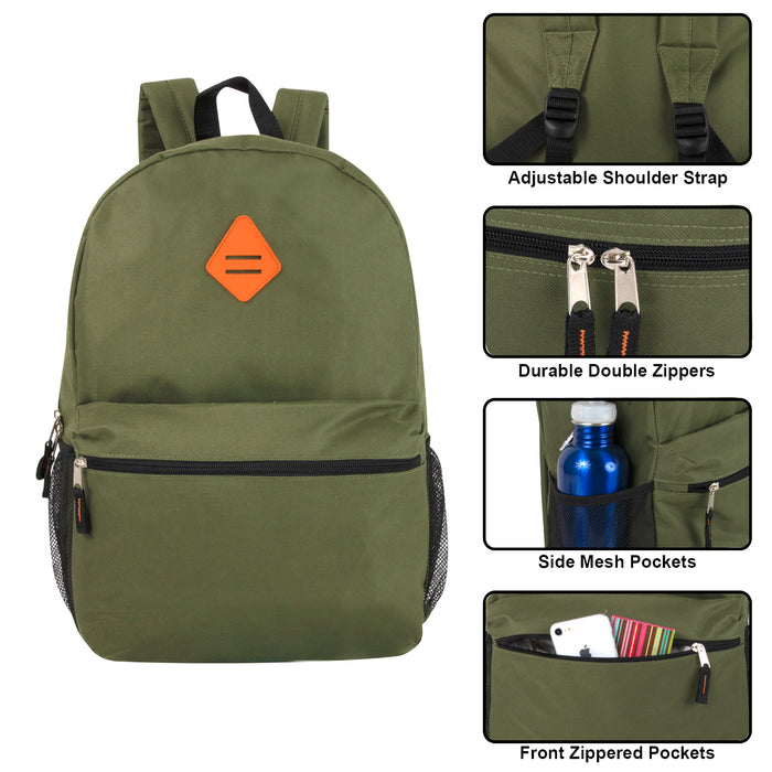 Wholesale 48cm Backpack 24L Capacity With Mesh Side Pockets - 4 Colours
