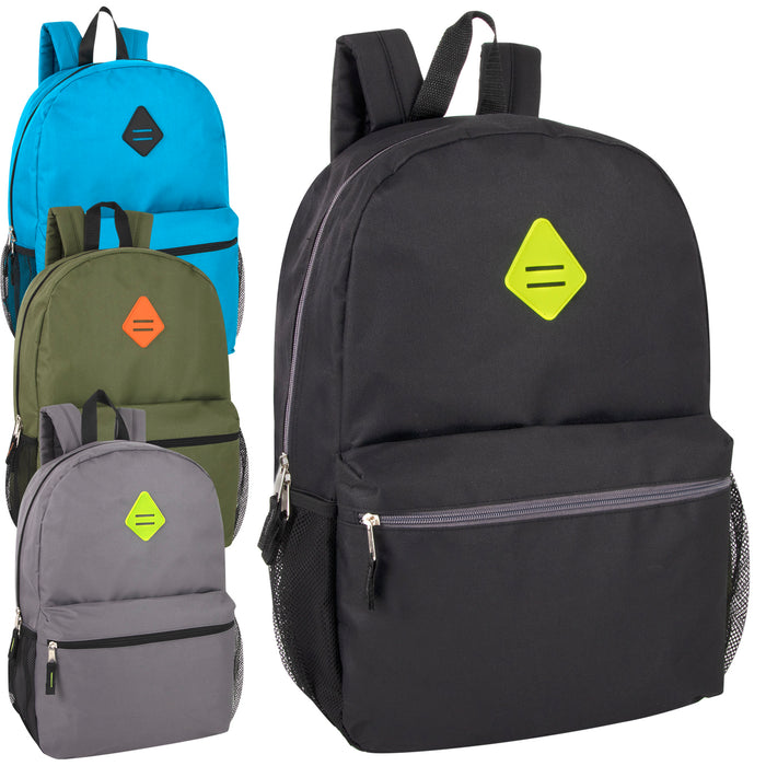 Wholesale 48cm Backpack 24L Capacity With Mesh Side Pockets - 4 Colours