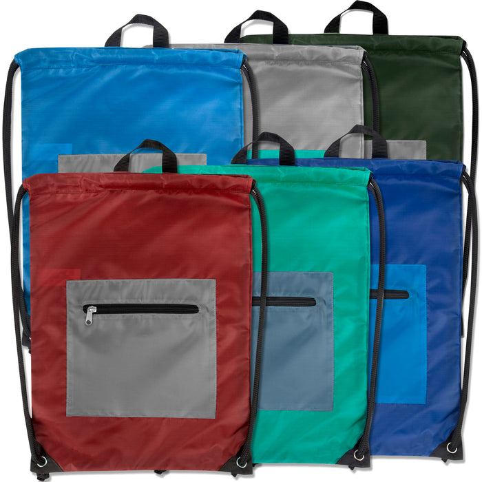 46cm Front Zipped Drawstring Kit Bag - 6 Colourways