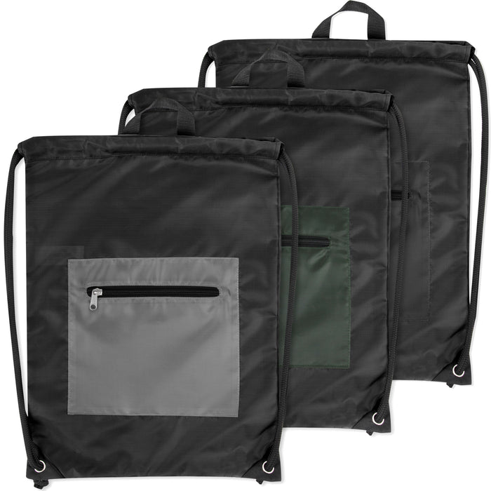 46cm Front Zipped Drawstring Kit Bag - 3 Dark Colors