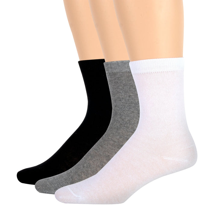 Women's Solid Crew Socks - 3 Color Assortment