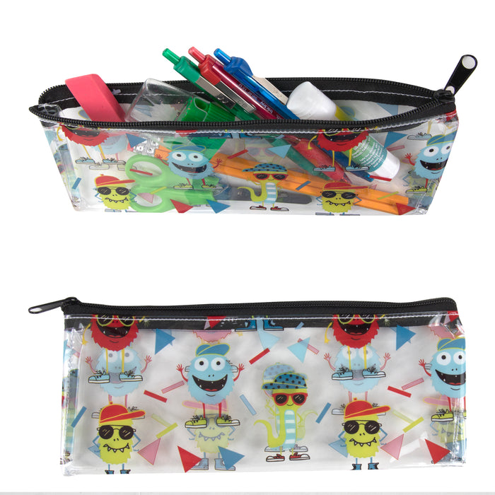 43cm Printed Backpack 20L Capacity with Pencil Case Set - Monsters Pattern