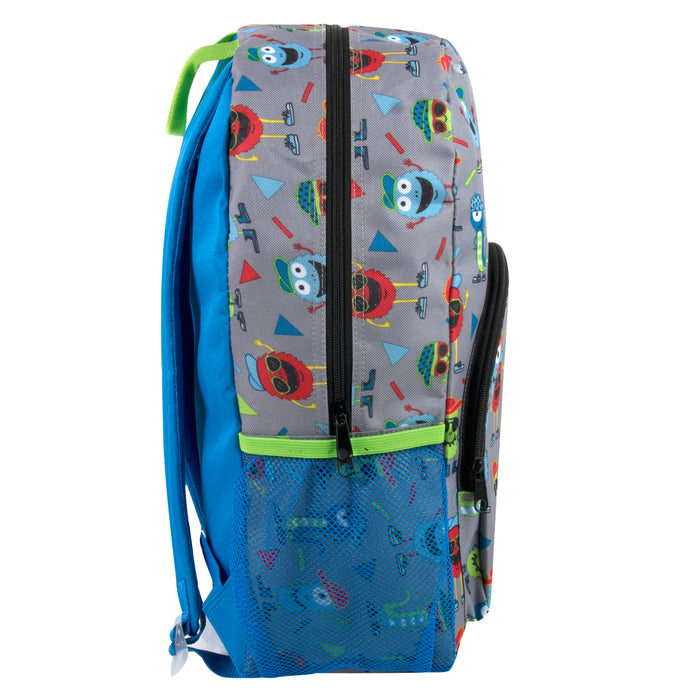 43cm Printed Backpack 20L Capacity with Pencil Case Set - Monsters Pattern