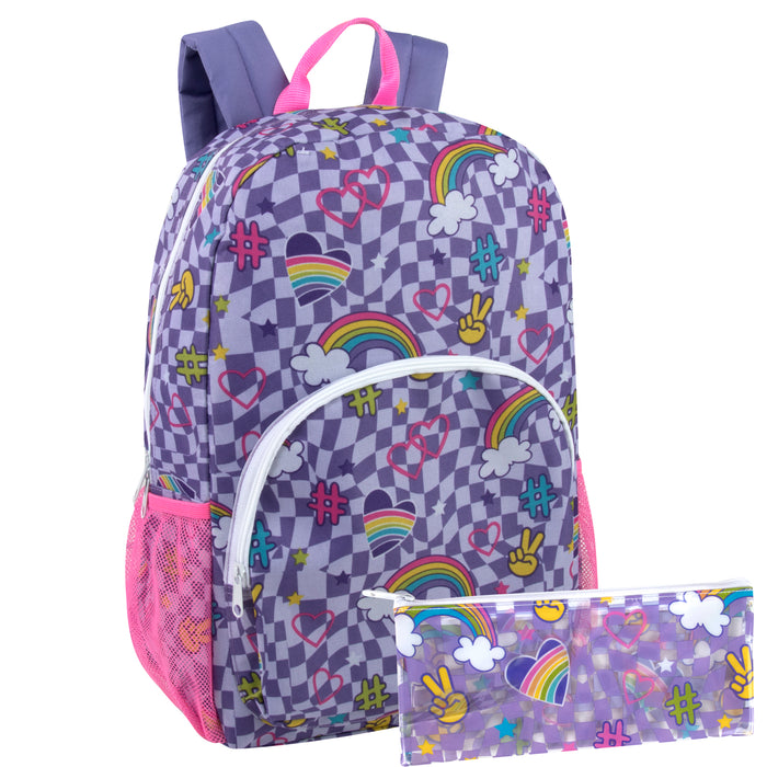 Wholesale 43cm Printed Backpack 20L Capacity with Pencil Case Set - Rainbow Themed