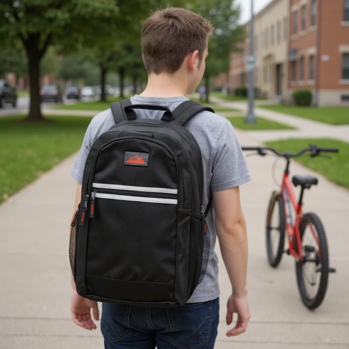 48cm Safety Reflective Backpack 25L Capacity - Black