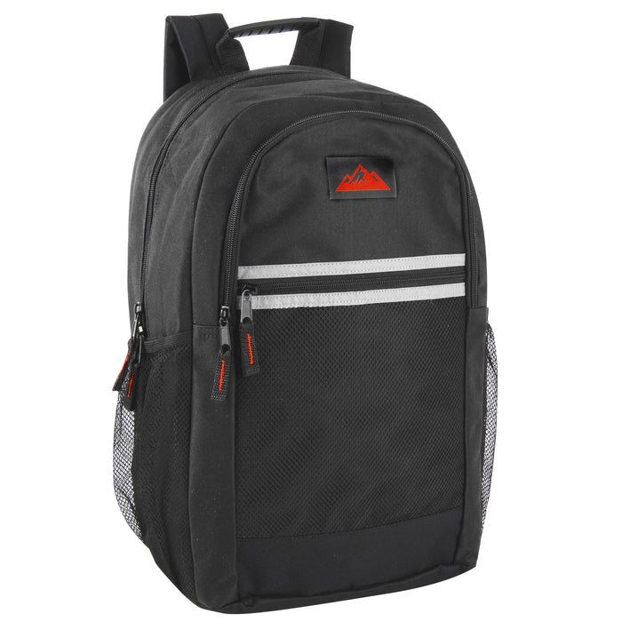 48cm Safety Reflective Backpack 25L Capacity - Black