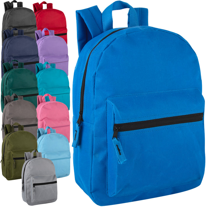 38cm Basic Backpack Rucksack - 12 Color Assortment
