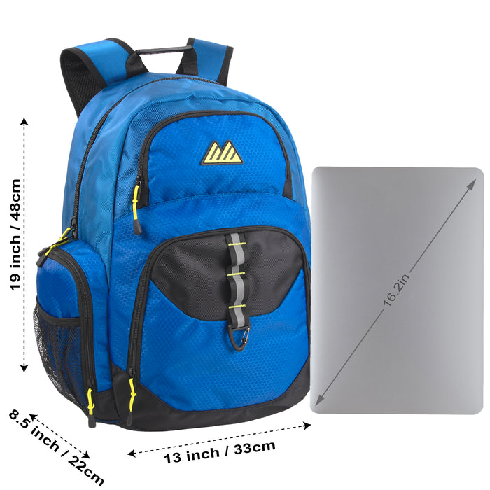 48cm Mountain Edge Multi Pocket Daisy Chain With D Ring Backpack w Laptop Sleeve - 3 Colors