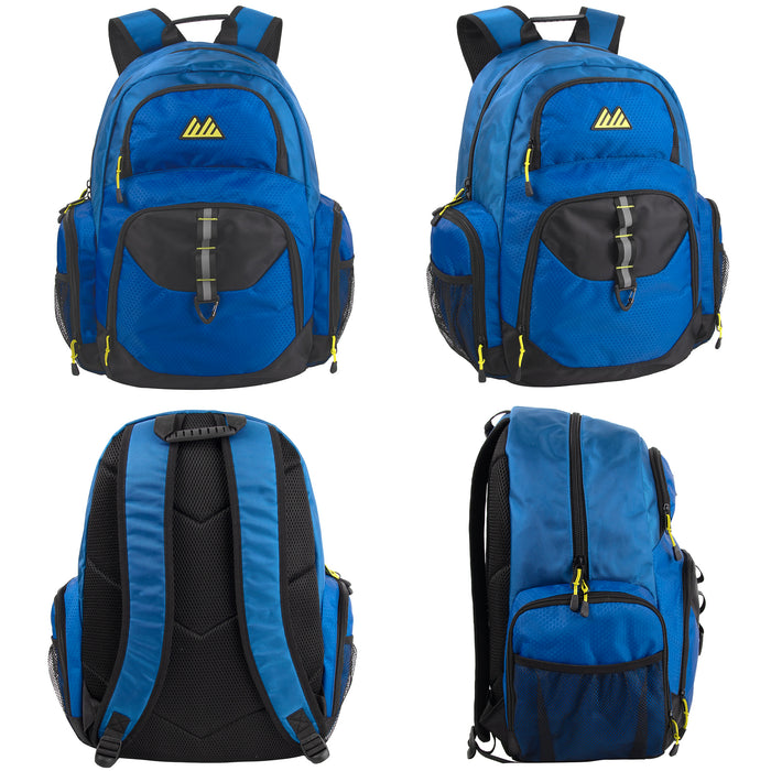 48cm Mountain Edge Multi Pocket Daisy Chain With D Ring Backpack w Laptop Sleeve - 3 Colors