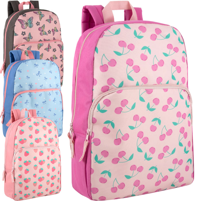 Printed Girls Backpack School Bag 43cm/20L Capacity - 4 Styles