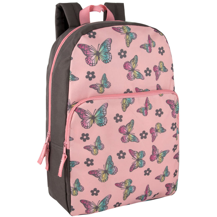 Printed Girls Backpack School Bag 43cm/20L Capacity - 4 Styles