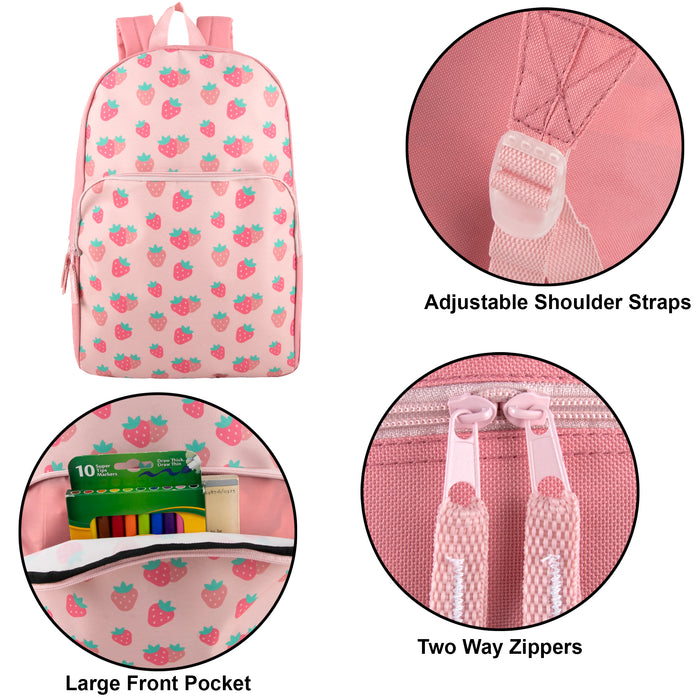 Printed Girls Backpack School Bag 43cm/20L Capacity - 4 Styles