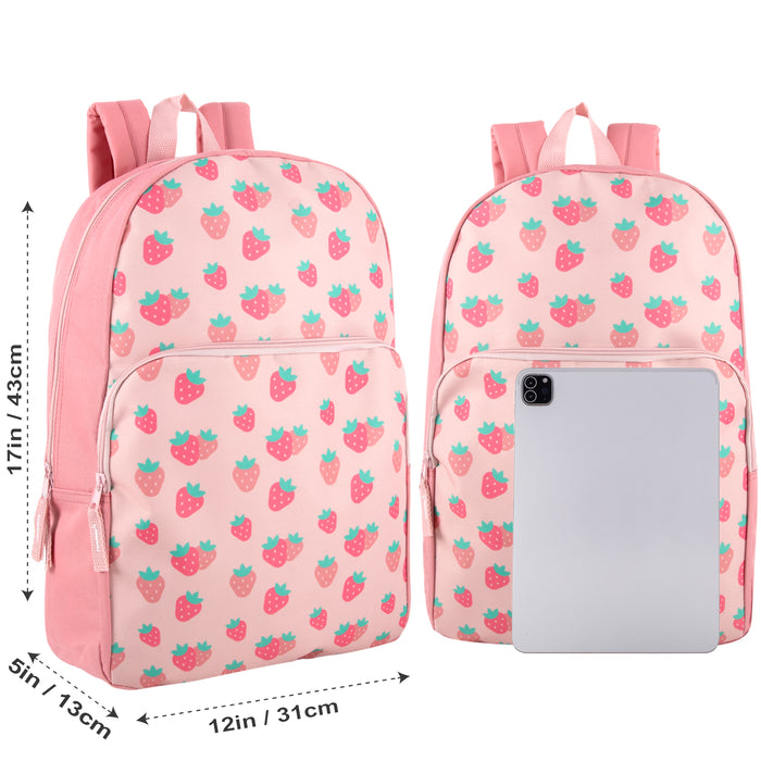 Printed Girls Backpack School Bag 43cm/20L Capacity - 4 Styles