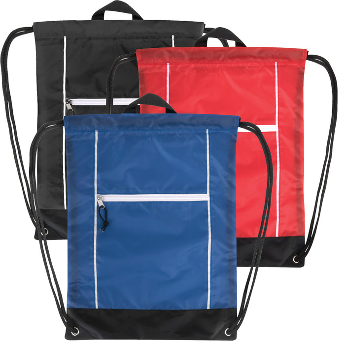 46cm Front Zippered Drawstring Backpack - 3 Colors