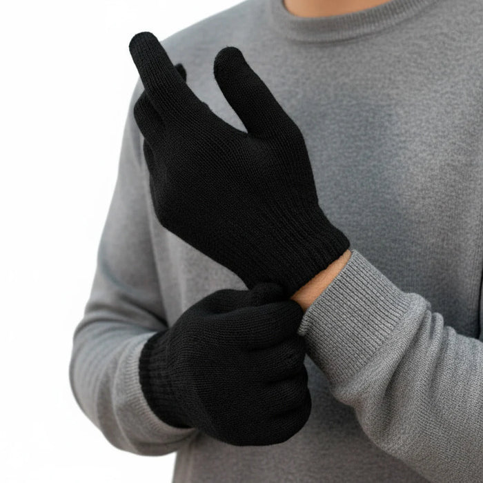 Adult Black Knit Gloves