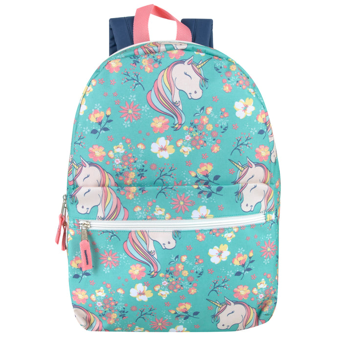 Printed Backpack School Bag 43cm/20L Capacity - Unicorn