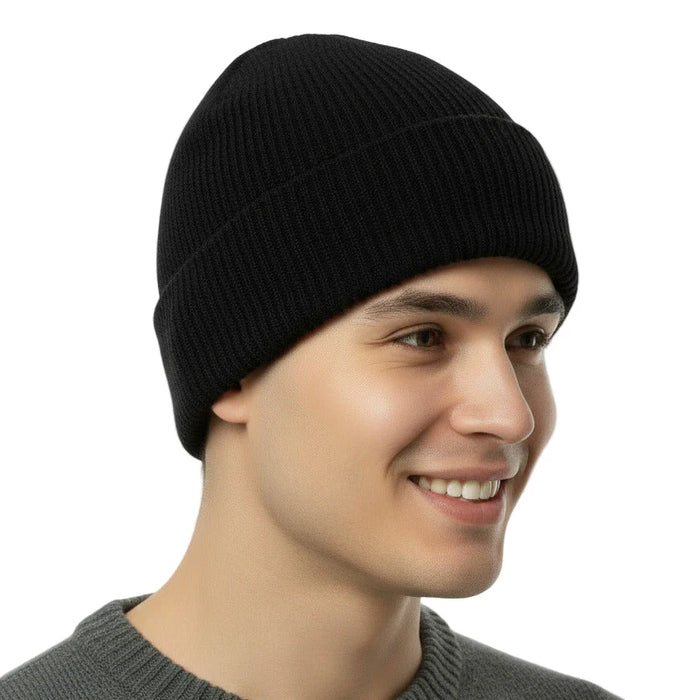 Adult Knit Winter Hat Beanie – Black