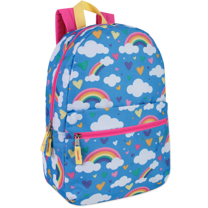 Printed Girls Backpack School Bag 43cm/20L Capacity - 3 Styles